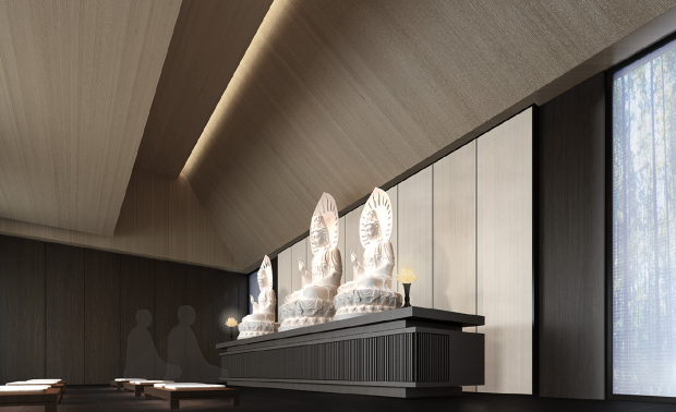 七层会所以传统中式对称美学来打造整个空间布局，大气而简练的设计手法来营造出禅文化的高度仪式感。